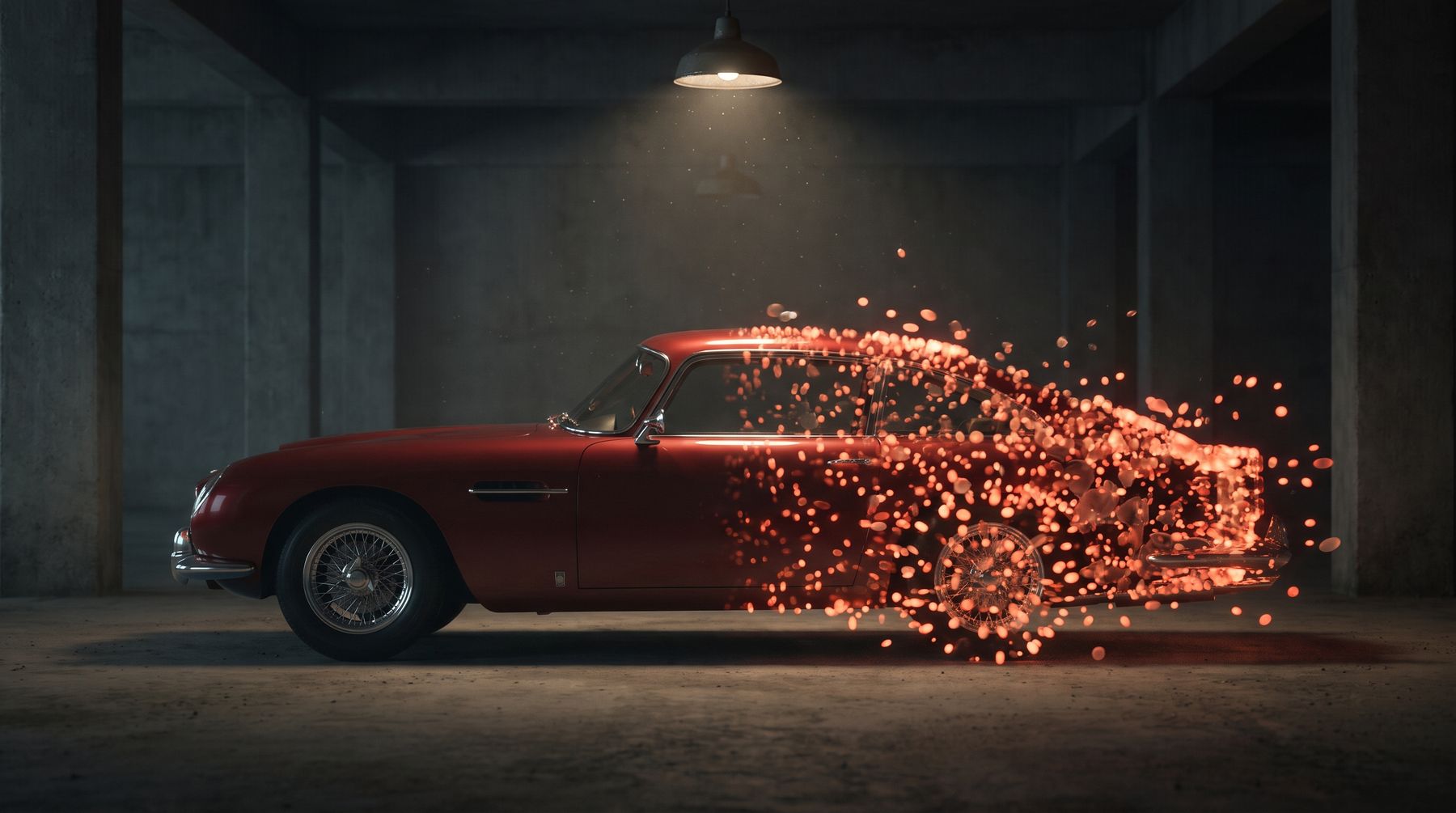 Klassischer Gran Turismo, halb Foto, halb in Punkte aufgelöst